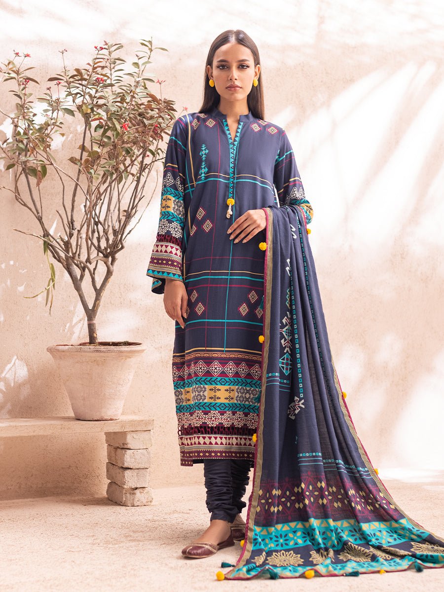 3pc Stitched Printed Linen Suit Vol.2 (WK-01186) - SalitexOnline