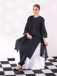 3pc Unstitched - Black & White Embroidered Lawn Suit - Monochrome (BW-00067UT) - SalitexOnline