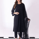 3pc Unstitched - Black & White Embroidered Lawn Suit - Monochrome (BW-00072UT) - SalitexOnline