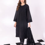 3pc Unstitched - Black & White Embroidered Lawn Suit - Monochrome (BW-00072UT) - SalitexOnline