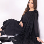 3pc Unstitched - Black & White Embroidered Lawn Suit - Monochrome (BW-00072UT) - SalitexOnline