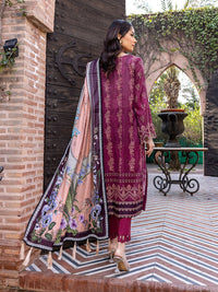 3pc Unstitched - Digital Printed Lawn Shirt & Dupatta with Dyed Cambric Trouser - Sana Sara (SS-00005UT) - SalitexOnline