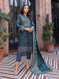 3pc Unstitched - Digital Printed Lawn Shirt & Dupatta with Dyed Cambric Trouser - Sana Sara (SS-00007UT) - SalitexOnline