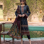 3pc Unstitched - Digital Printed Lawn Shirt & Dupatta with Dyed Cambric Trouser - Sana Sara (SS-00008UT) - SalitexOnline