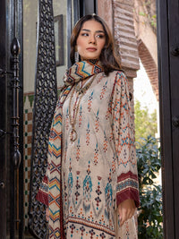 3pc Unstitched - Digital Printed Lawn Shirt & Dupatta with Dyed Cambric Trouser - Sana Sara (SS-00014UT) - SalitexOnline
