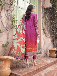 3pc Unstitched - Digital Printed Lawn Shirt & Dupatta with Dyed Cambric Trouser - Sana Sara (SS-00019UT) - SalitexOnline