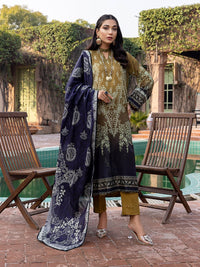 3pc Unstitched - Digital Printed Lawn Shirt & Dupatta with Dyed Cambric Trouser - Sana Sara (SS-00022UT) - SalitexOnline