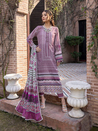 3pc Unstitched - Digital Printed Lawn Shirt & Dupatta with Dyed Cambric Trouser - Sana Sara (SS-00024UT) - SalitexOnline