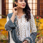 3pc Unstitched - Embroidered lawn Suit with Embroidered Chiffon Dupatta - Shades of Festive (WK-01022UT) - SalitexOnline