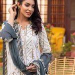 3pc Unstitched - Embroidered lawn Suit with Embroidered Chiffon Dupatta - Shades of Festive (WK-01022UT) - SalitexOnline