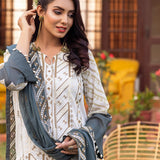3pc Unstitched - Embroidered lawn Suit with Embroidered Chiffon Dupatta - Shades of Festive (WK-01022UT) - SalitexOnline