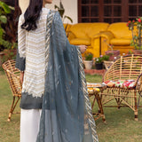 3pc Unstitched - Embroidered lawn Suit with Embroidered Chiffon Dupatta - Shades of Festive (WK-01022UT) - SalitexOnline