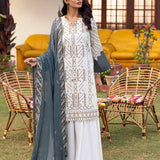 3pc Unstitched - Embroidered lawn Suit with Embroidered Chiffon Dupatta - Shades of Festive (WK-01022UT) - SalitexOnline
