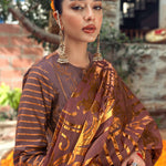 3pc Unstitched - Heavy Embroidered Lawn Suit with Organza Foil Dupatta - Singhaar (WK-01028BUT) - SalitexOnline