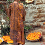 3pc Unstitched - Heavy Embroidered Lawn Suit with Organza Foil Dupatta - Singhaar (WK-01028BUT) - SalitexOnline
