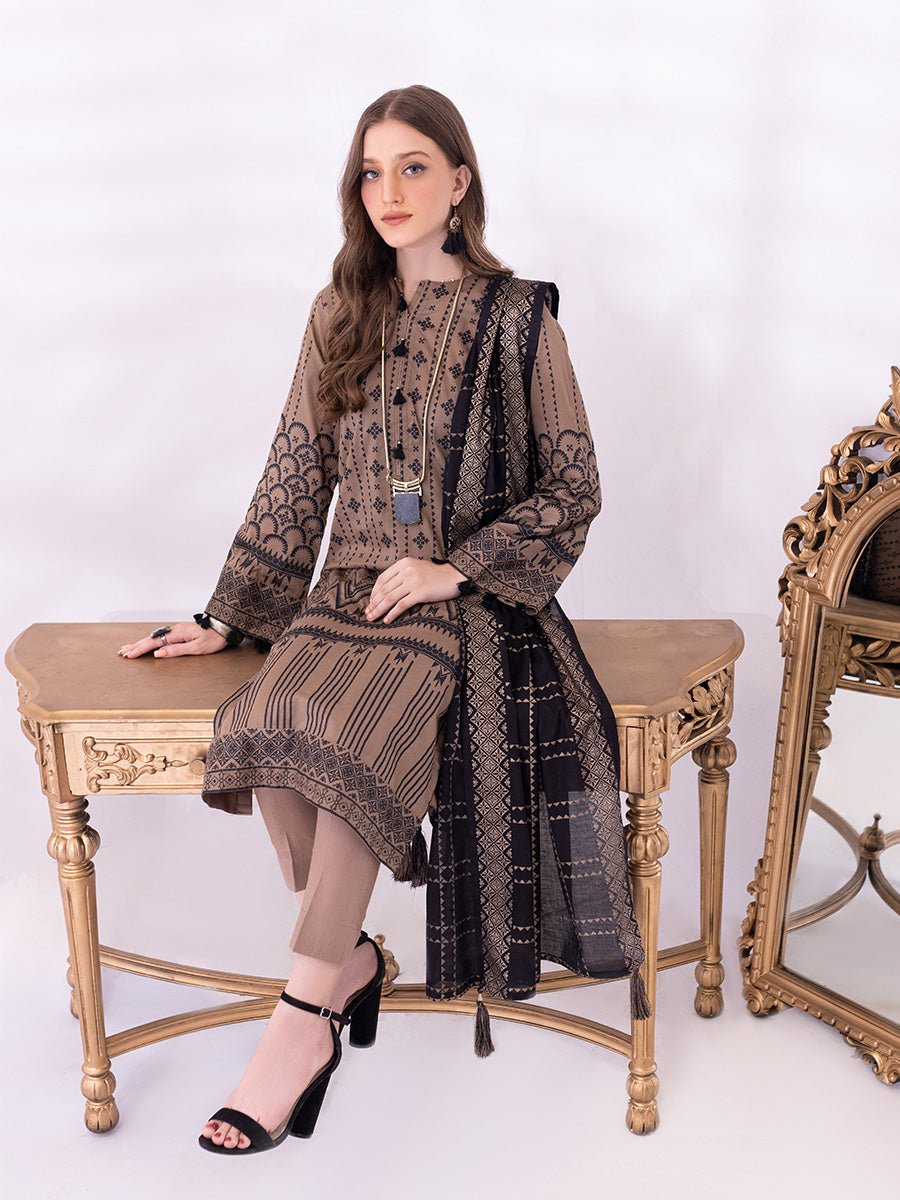 3pc Unstitched- Paste Printed Lawn Suit (SS-00056AUT) - SalitexOnline