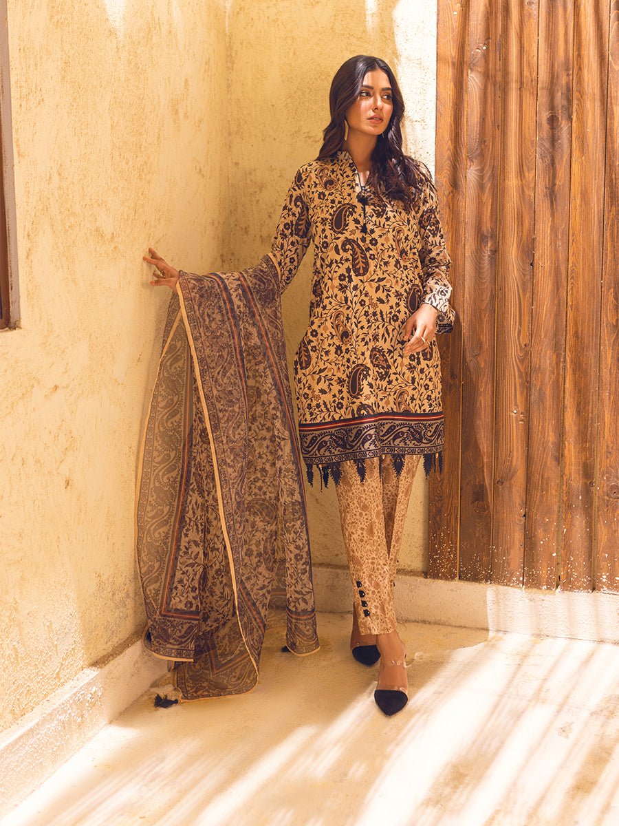 3pc Unstitched - Printed Lawn with Printed Organza Dupatta - SalitexOnline