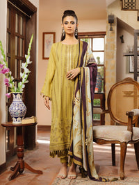3pc Unstitched Winter Embroidered Suit With Shawl Peach Leather (PLEMB-03UT) - SalitexOnline