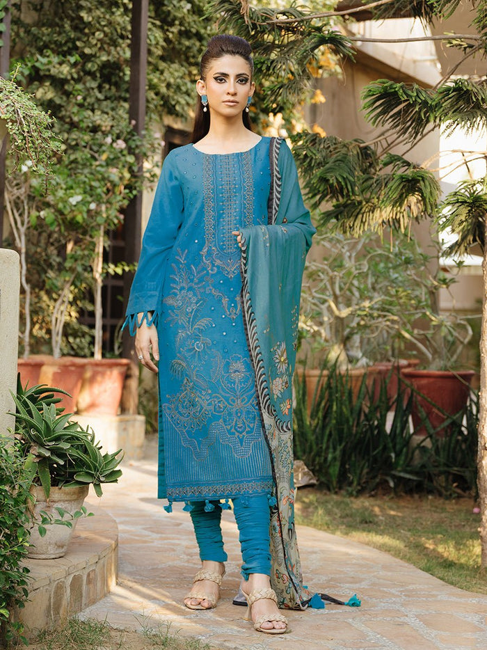 3pc Unstitched Winter Embroidered Suit With Shawl Peach Leather (PLEMB-06UT) - SalitexOnline