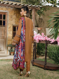 3pc Unstitched Winter Embroidered Suit With Shawl Peach Leather (PLEMB-08UT) - SalitexOnline