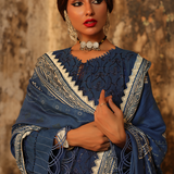 3PC Unstitched - Dyed Peach Leather Embroidered Shirt with Pashmina Printed Lurex Shawl