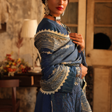 3PC Unstitched - Dyed Peach Leather Embroidered Shirt with Pashmina Printed Lurex Shawl