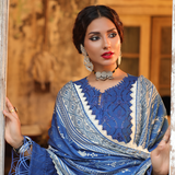 3PC Unstitched - Dyed Peach Leather Embroidered Shirt with Pashmina Printed Lurex Shawl