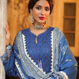 3PC Unstitched - Dyed Peach Leather Embroidered Shirt with Pashmina Printed Lurex Shawl