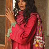 3Pc Unstitched - Dyed Embroidered Khaddar Shirt with Lurex Zari Dupatta