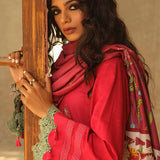 3Pc Unstitched - Dyed Embroidered Khaddar Shirt with Lurex Zari Dupatta