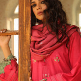 3Pc Unstitched - Dyed Embroidered Khaddar Shirt with Lurex Zari Dupatta