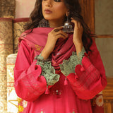 3Pc Unstitched - Dyed Embroidered Khaddar Shirt with Lurex Zari Dupatta