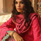 3Pc Unstitched - Dyed Embroidered Khaddar Shirt with Lurex Zari Dupatta