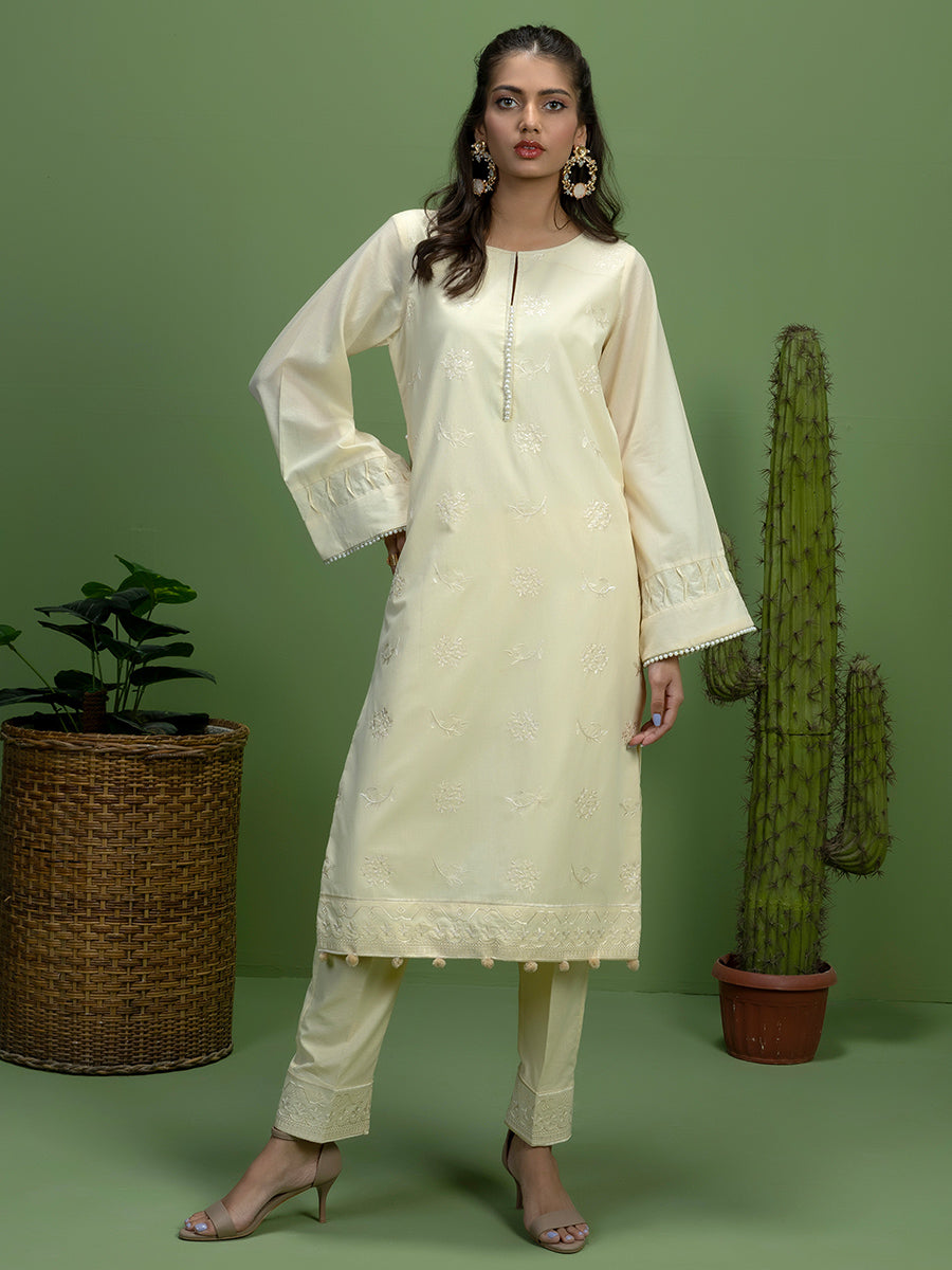 2pc - Unstitched Dyed Embroidered Shirt & Trouser