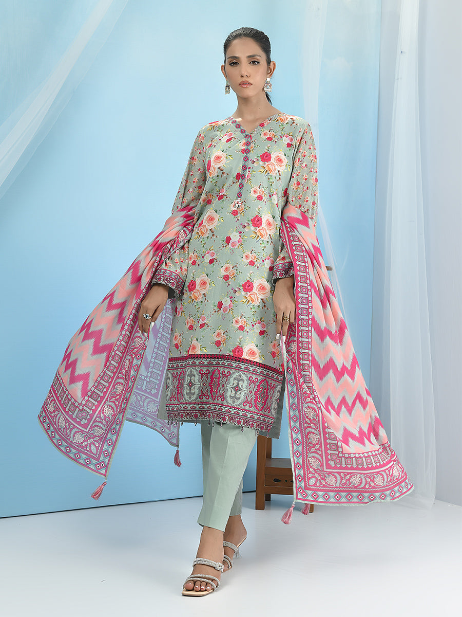 2pc - Unstitched Lawn Shirt And Trouser