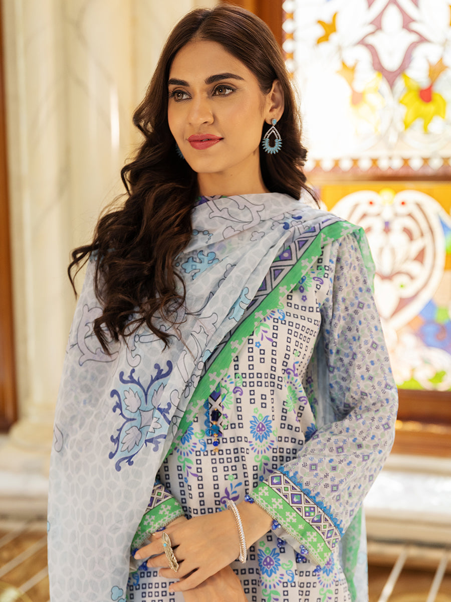 2pc Unstitched - Printed Lawn Shirt With Trouser