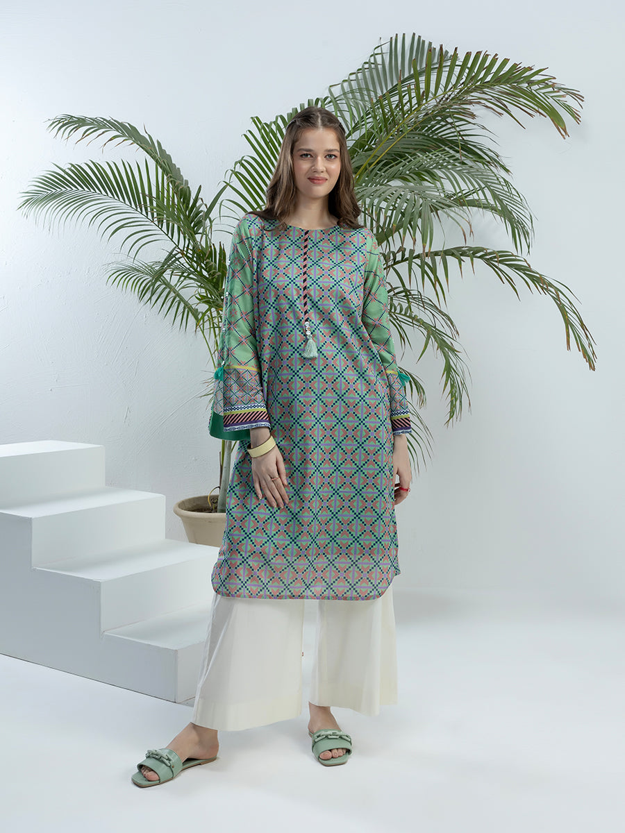 1pc Unstitched - Printed Lawn Shirt