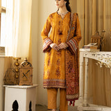 2pc Unstitched - Lawn Printed Embroidered Shirt With Printed Lawn Dupatta