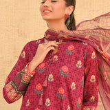 2pc Unstitched - Printed Lawn Shirt With Printed Chiffon Dupatta