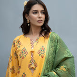 2Pc Printed Cambric Slub Shirt & Lawn Printed Slub Dupatta