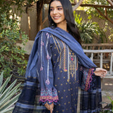 3pc Unstitched - Printed Embroidered Lawn Shirt With Fancy Dupatta