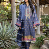 3pc Unstitched - Printed Embroidered Lawn Shirt With Fancy Dupatta