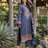 3pc Unstitched - Printed Embroidered Lawn Shirt With Fancy Dupatta