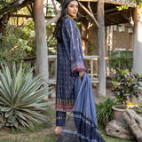 3pc Unstitched - Printed Embroidered Lawn Shirt With Fancy Dupatta