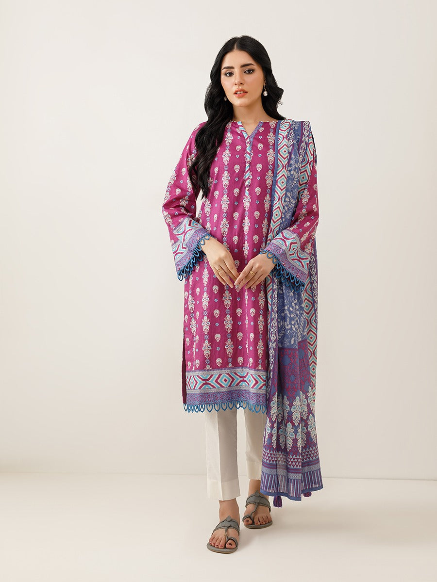 2pc Unstitched - Printed Lawn Shirt With Printed Lawn Dupatta