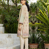 2pc Unstitched - Printed Embroidered Lawn Shirt With Dyed Cambric Trouser