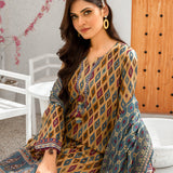 2pc Unstitched - Printed Lawn Shirt with Dyed Cambric Trouser