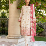 3pc Unstitched- Printed Embroidered Lawn Suit