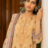 2pc Unstitched - Printed Lawn Shirt with  Dyed Cambric Trouser