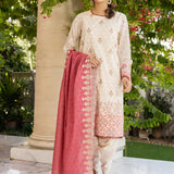 3pc Unstitched- Printed Embroidered Lawn Suit